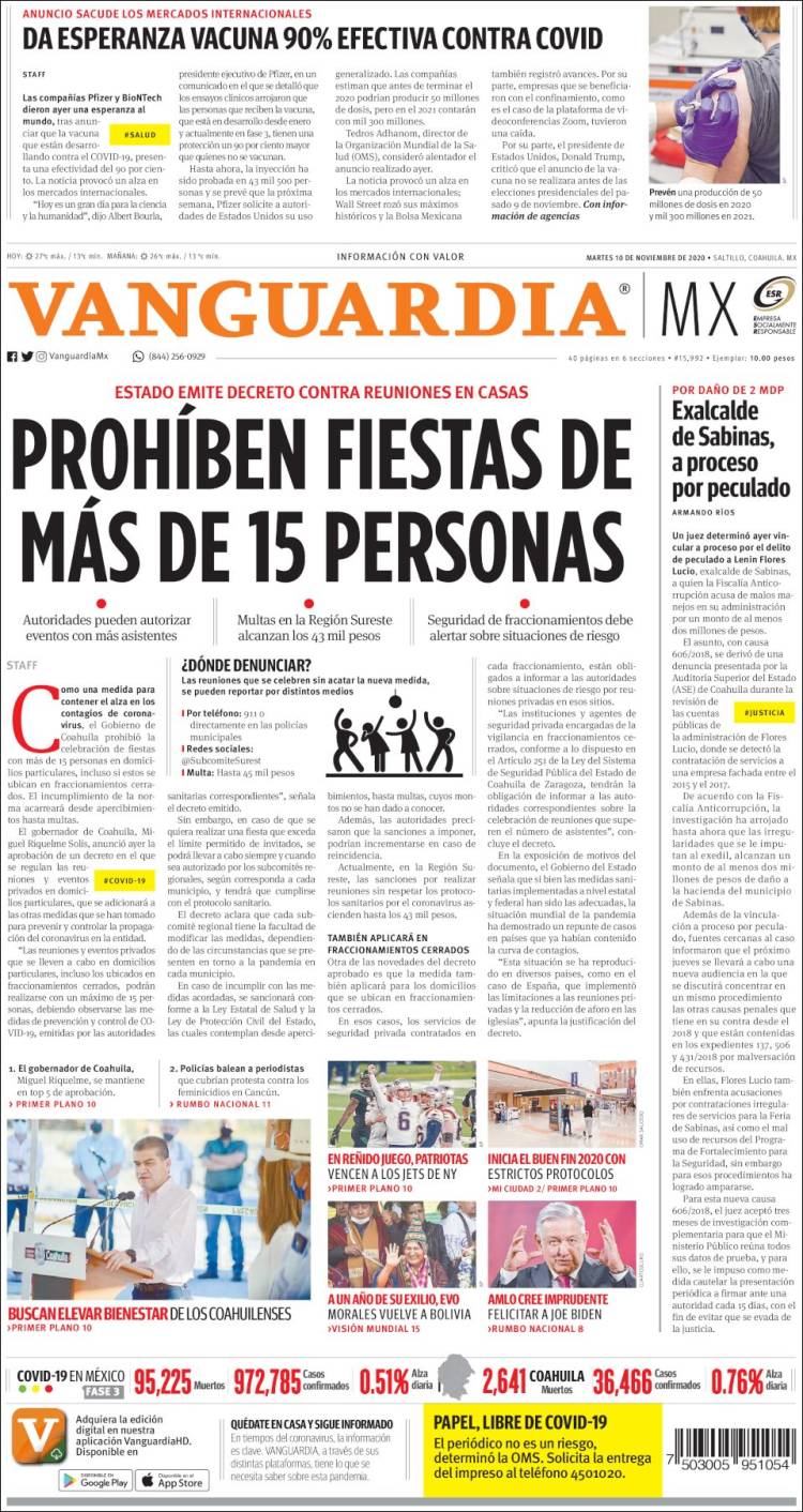 Portada de Vanguardia (México)