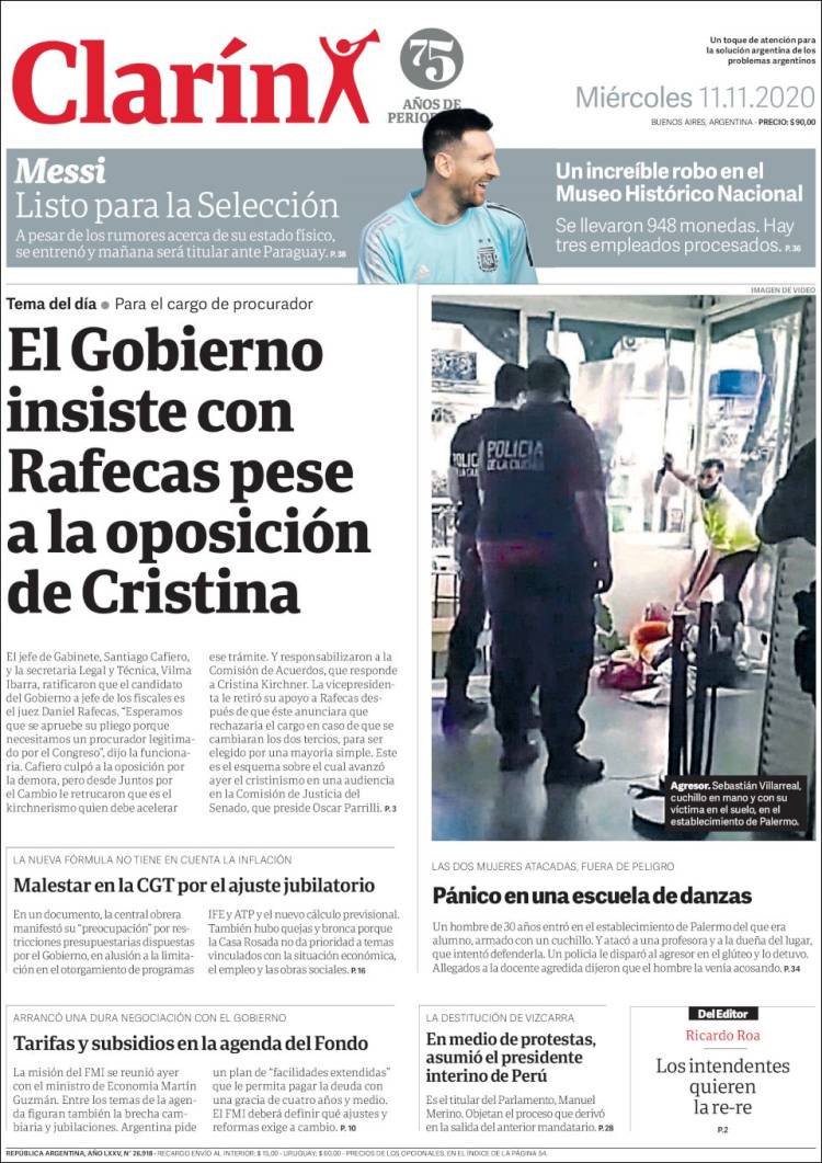 Portada de Clarín (Argentina)