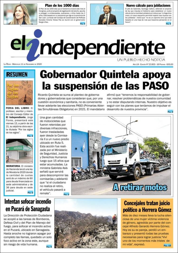 Portada de El Independiente (Argentina)