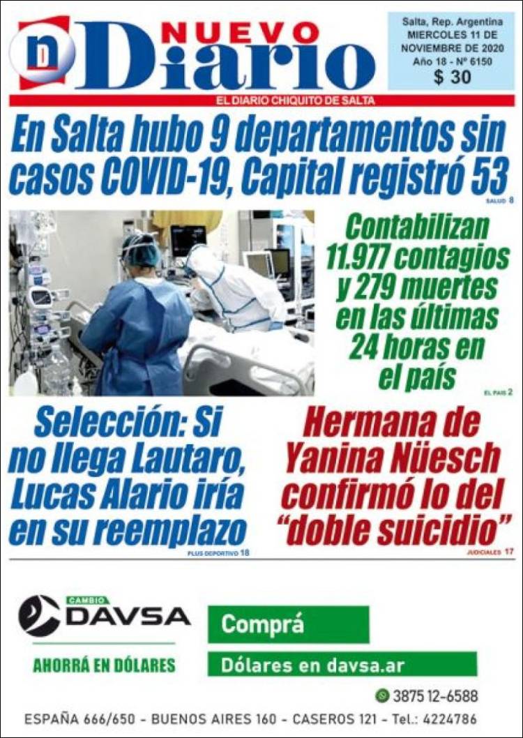 Portada de Nuevo Diario de Salta (Argentina)