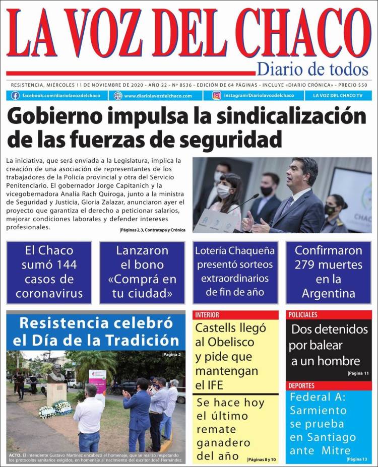 Portada de La Voz del Chaco (Argentina)