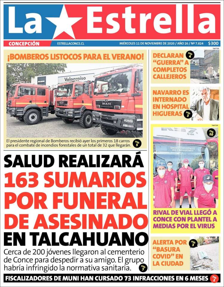 Portada de La Estrella de Concepción (Chile)