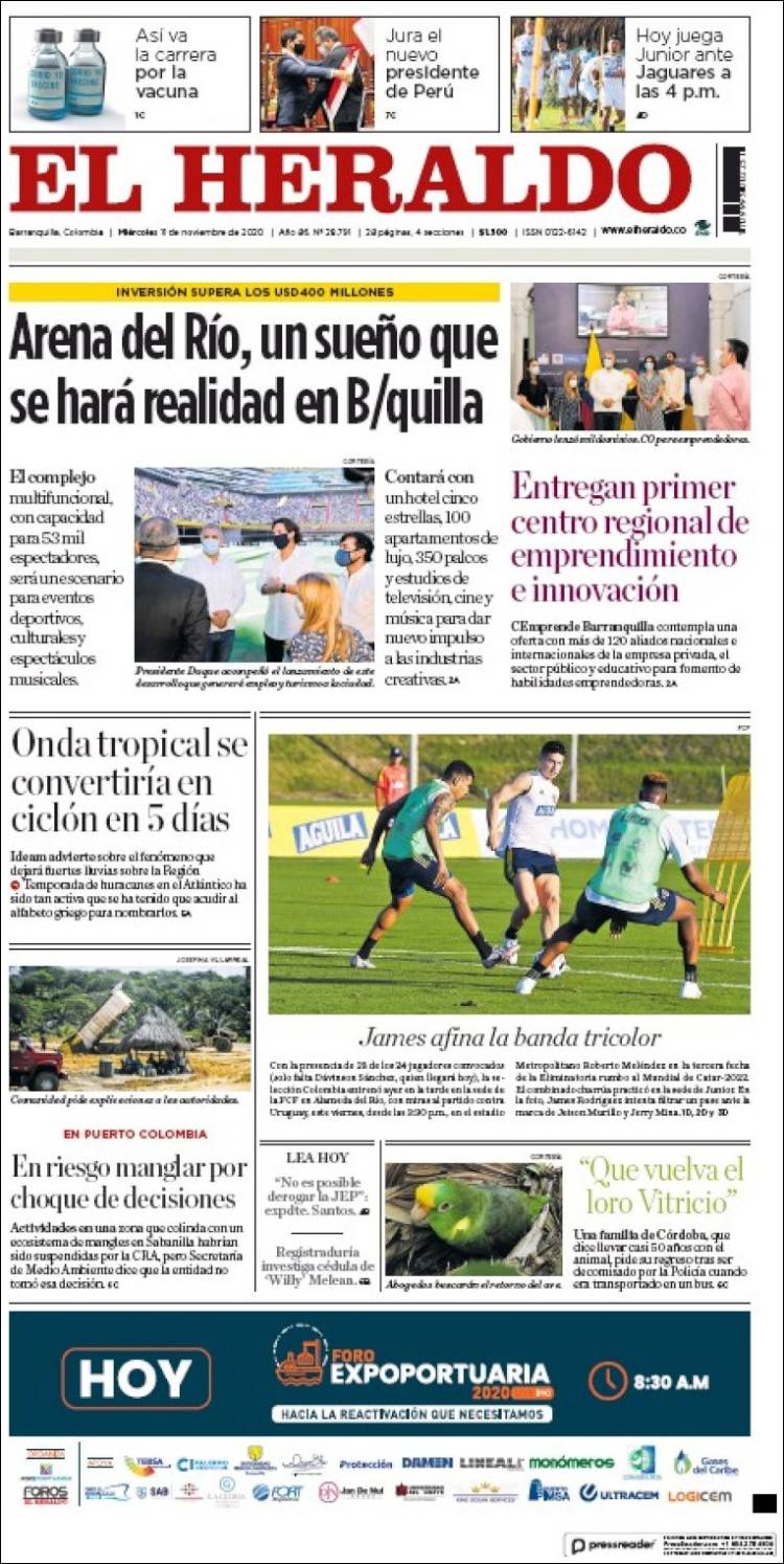 Portada de El Heraldo (Colombia)