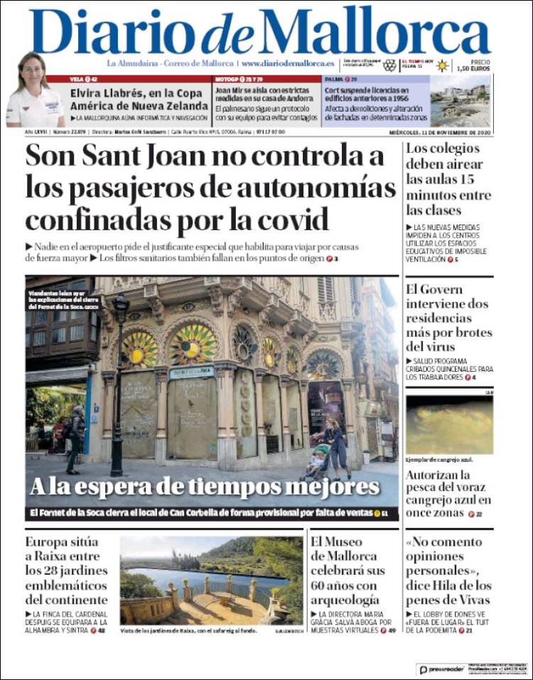 Portada de Diario de Mallorca (España)