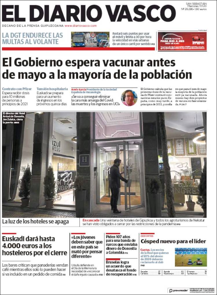 Portada de Diario Vasco (España)