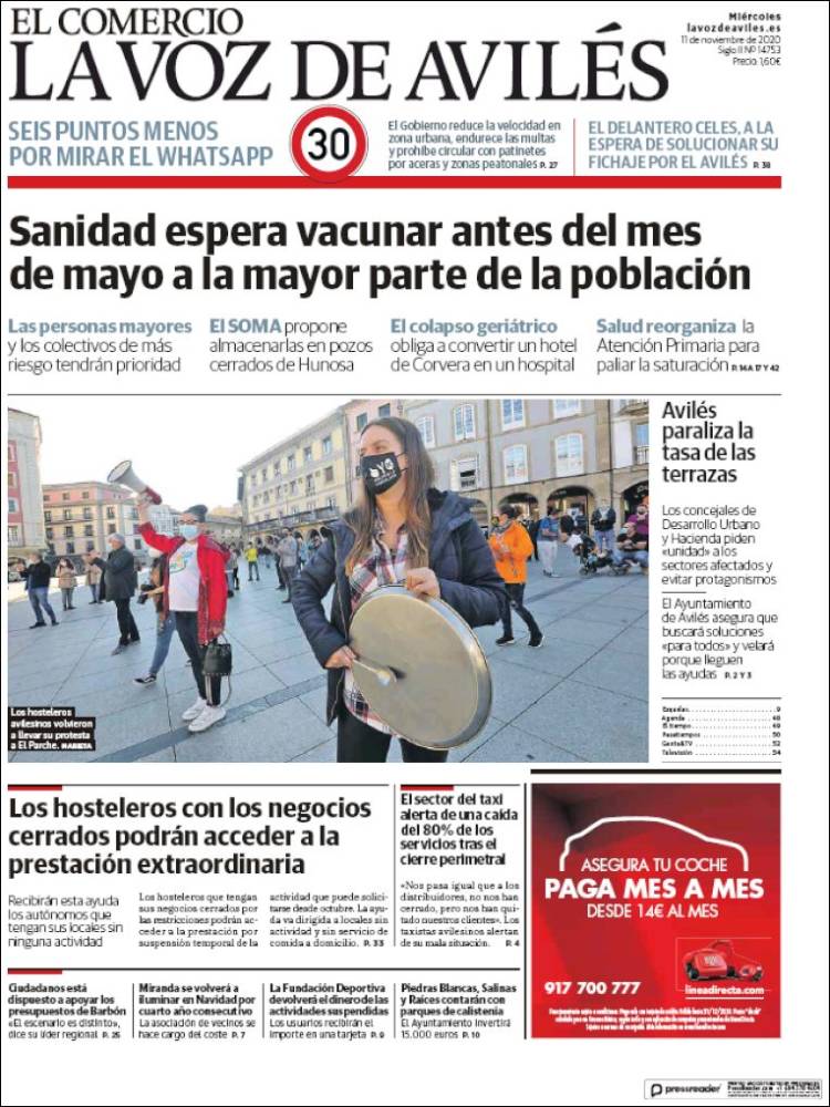 Portada de El Comercio - Avilés (España)