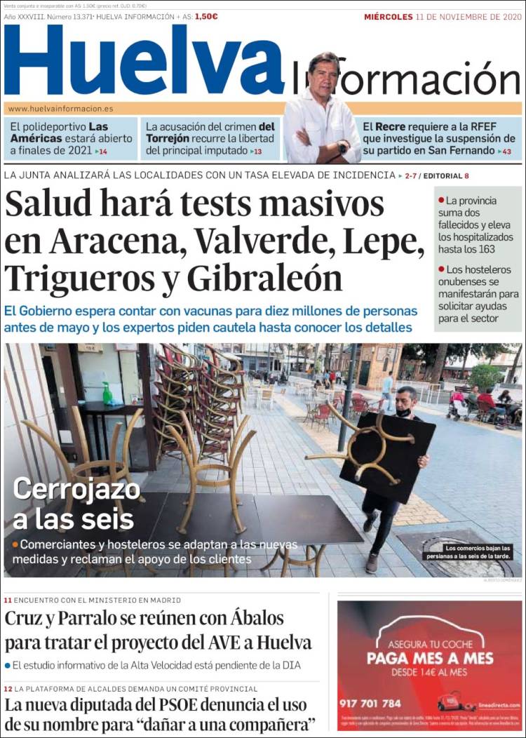 Portada de Huelva Información (España)