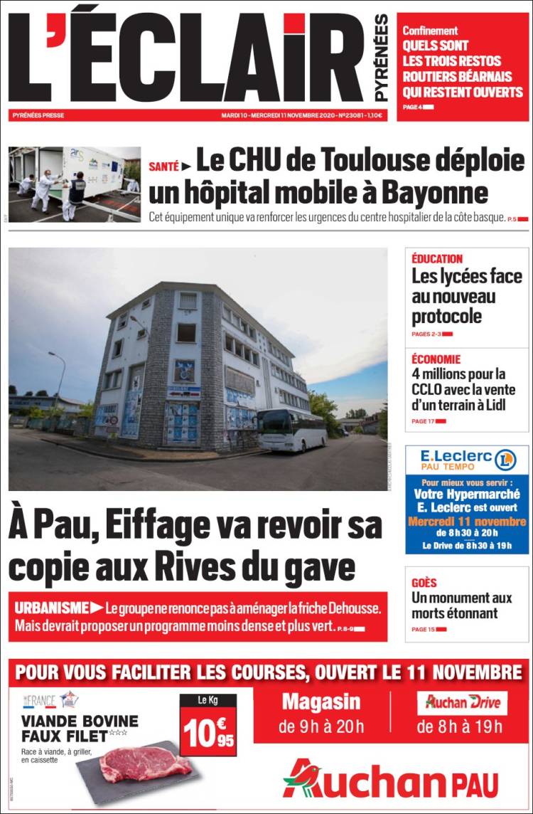 Portada de L'Eclair des Pyrénées (Francia)