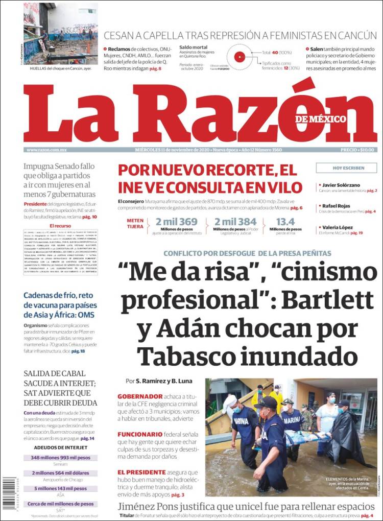 Portada de La Razón (México)