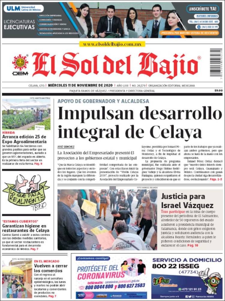 Portada de El Sol del Bajio (México)