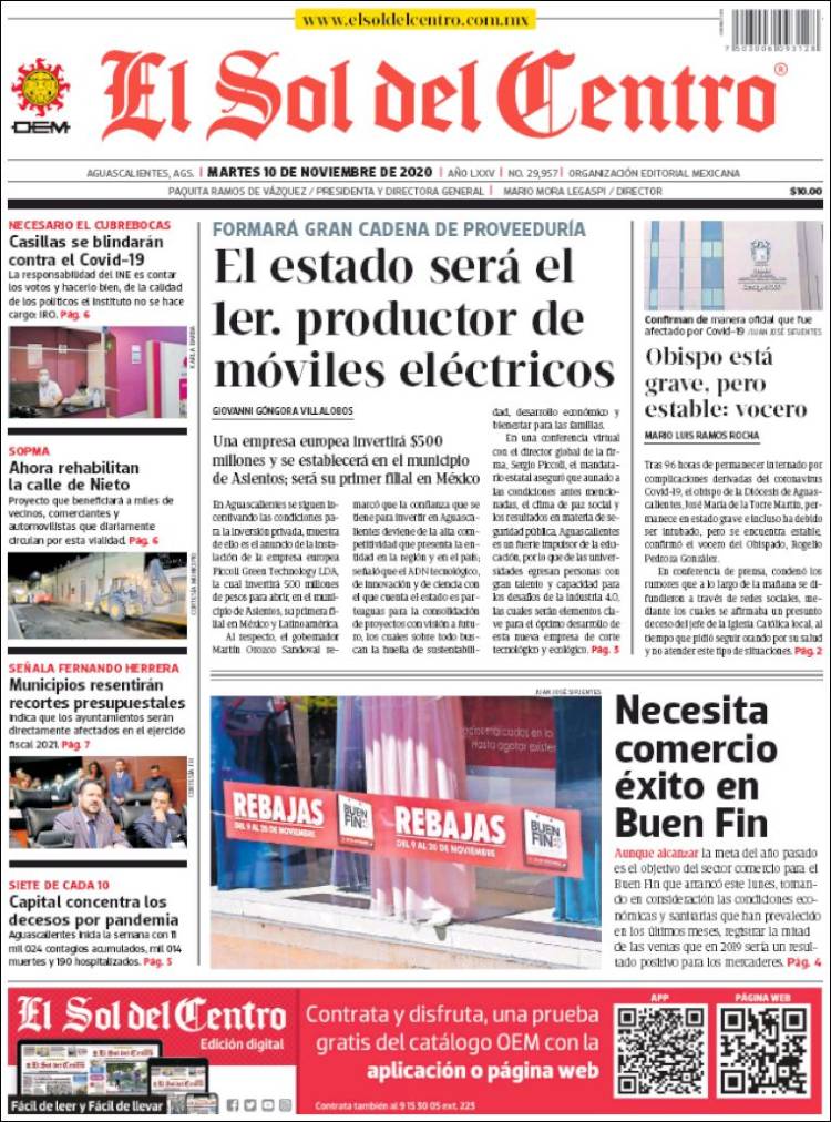 Portada de El Sol del Centro (México)