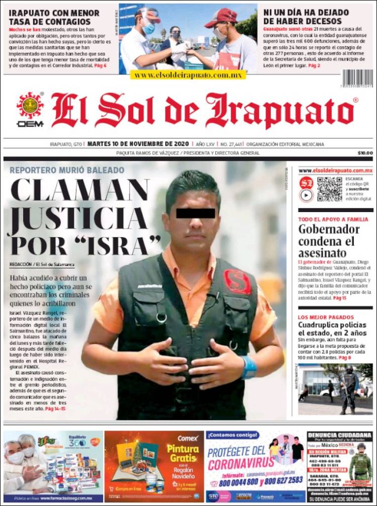 Portada de El Sol de Irapuato (México)