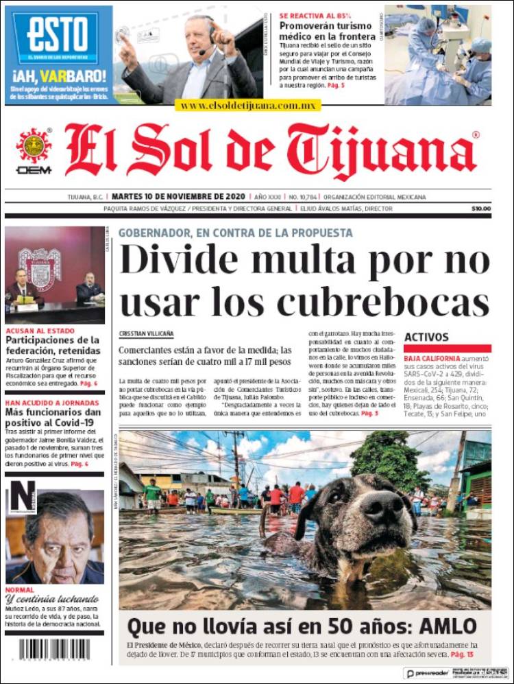 Portada de El Sol de Tijuana (México)