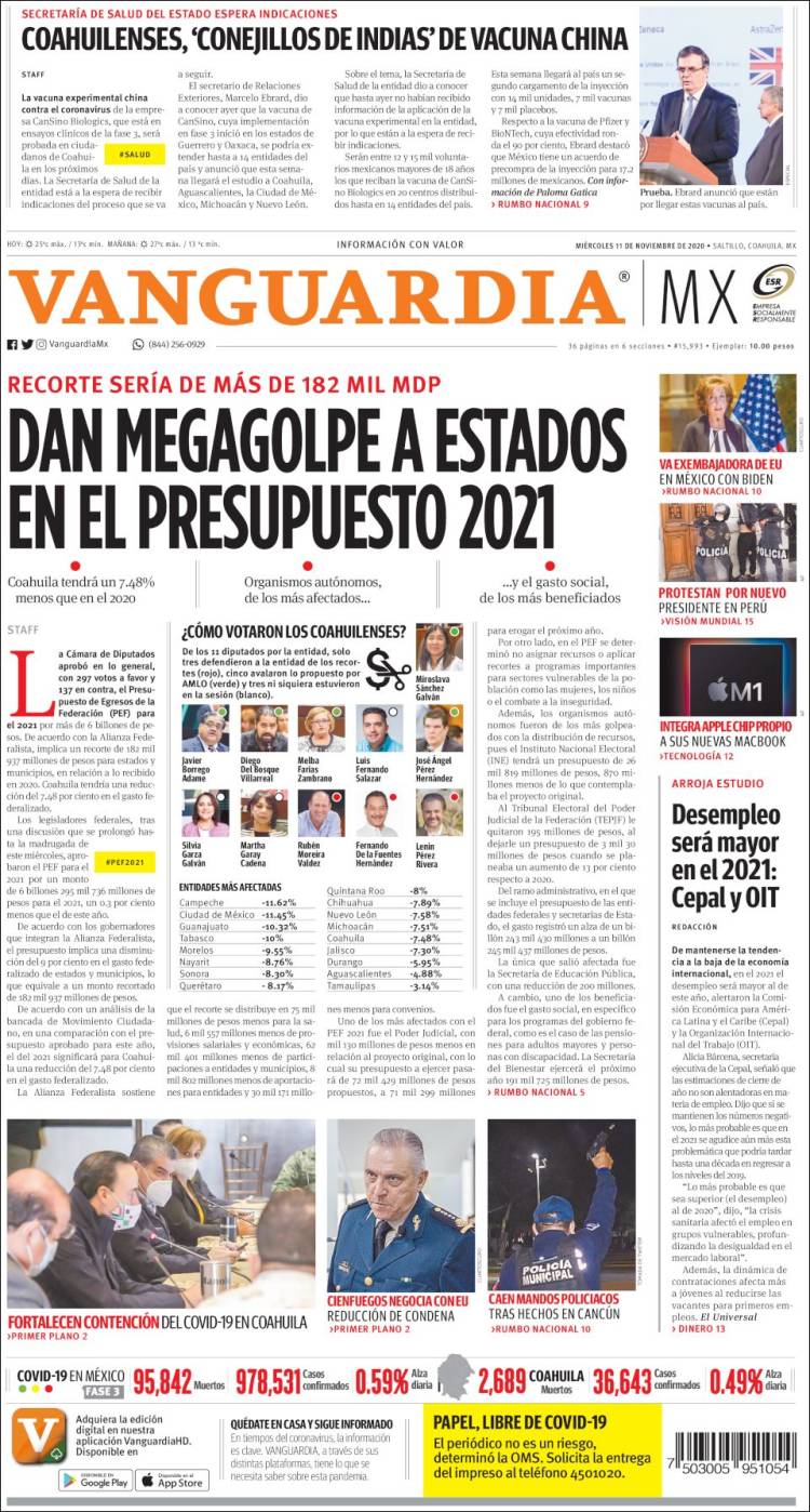 Portada de Vanguardia (México)