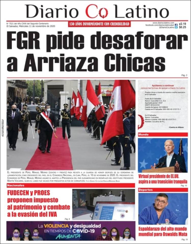 Portada de Diario Co Latino (El Salvador)