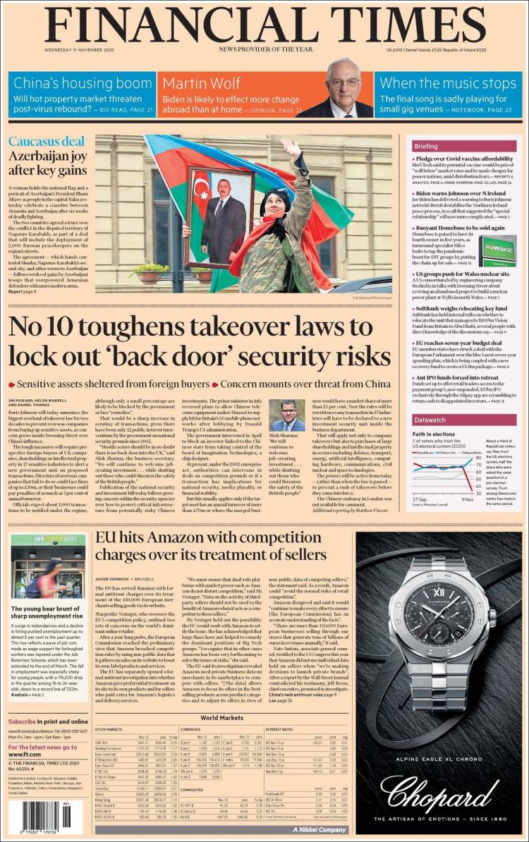 Portada de Financial Times (Reino Unido)
