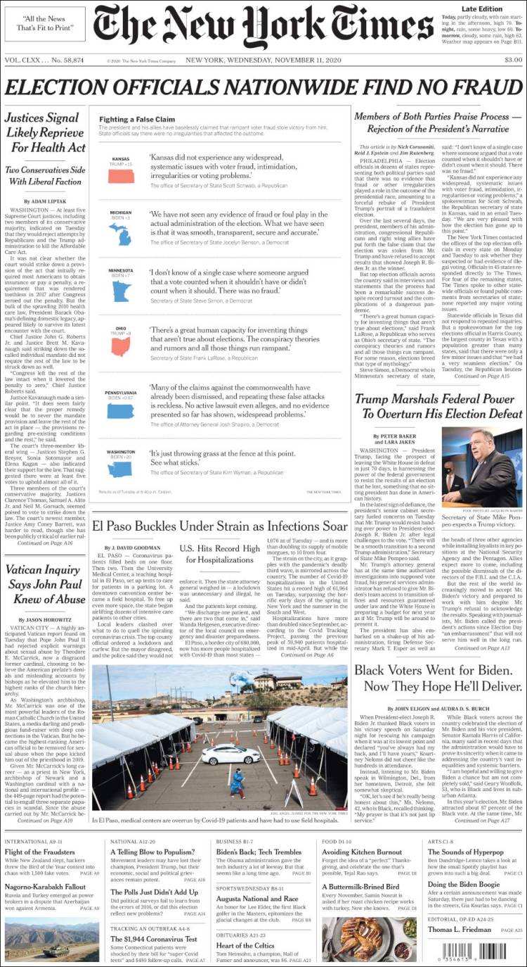 Portada de New York Times (USA)