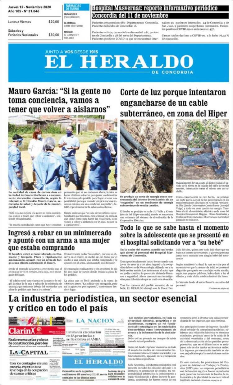 Portada de El Heraldo de Concordia (Argentina)