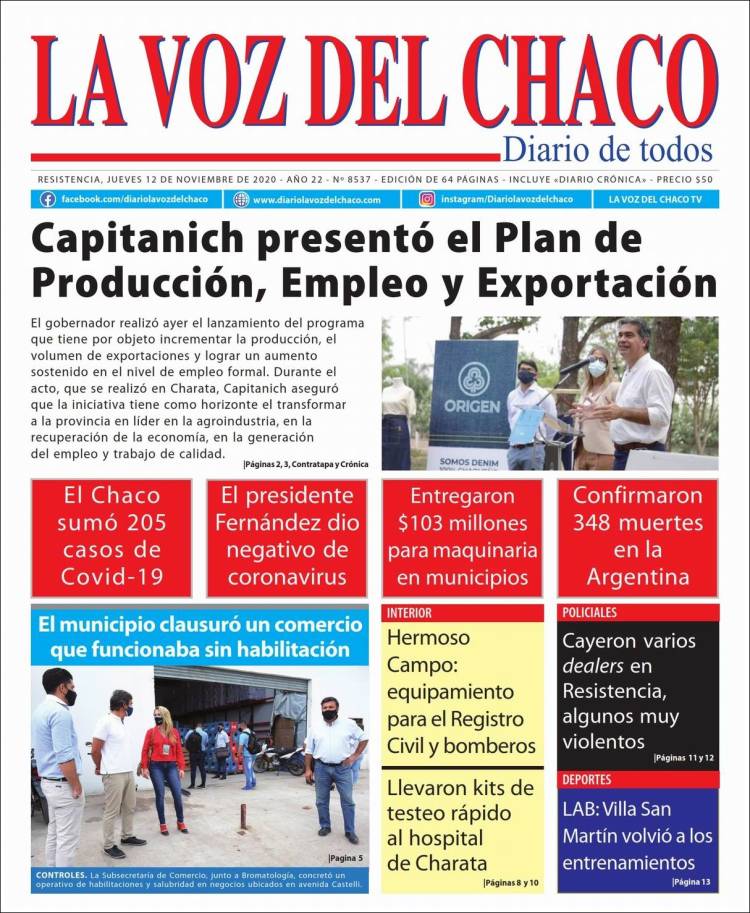 Portada de La Voz del Chaco (Argentina)