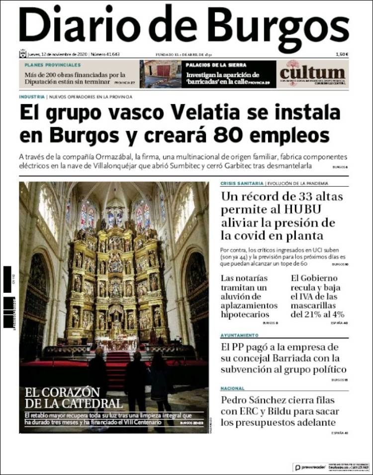 Portada de Diario de Burgos (España)