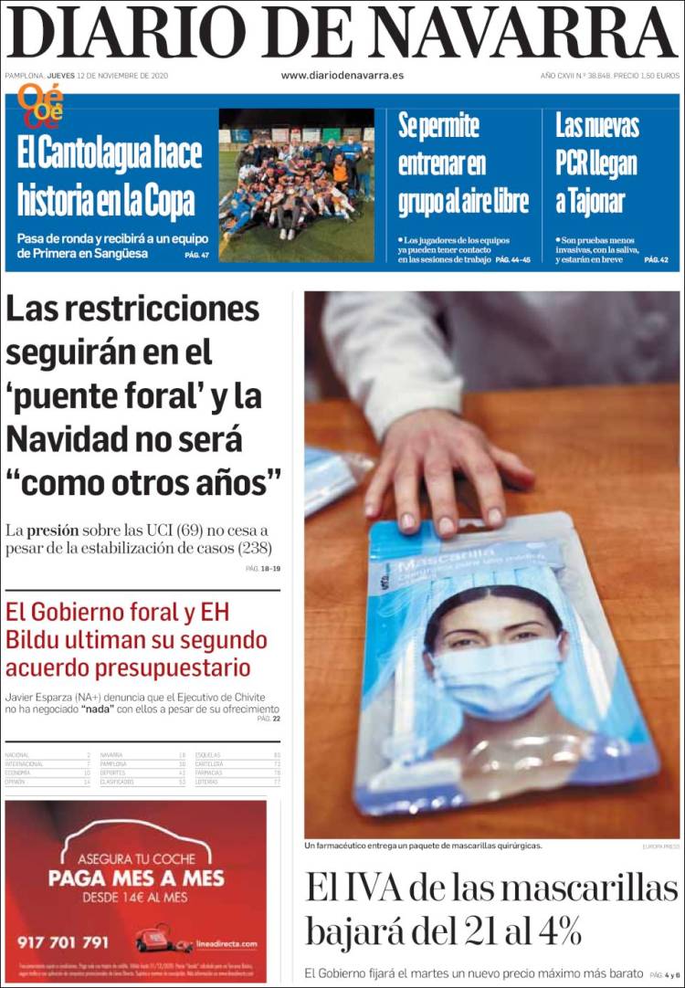 Portada de Diario de Navarra (España)