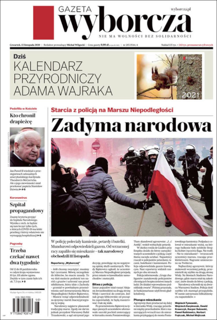 Portada de Gazeta Wyborcza (Polonia)