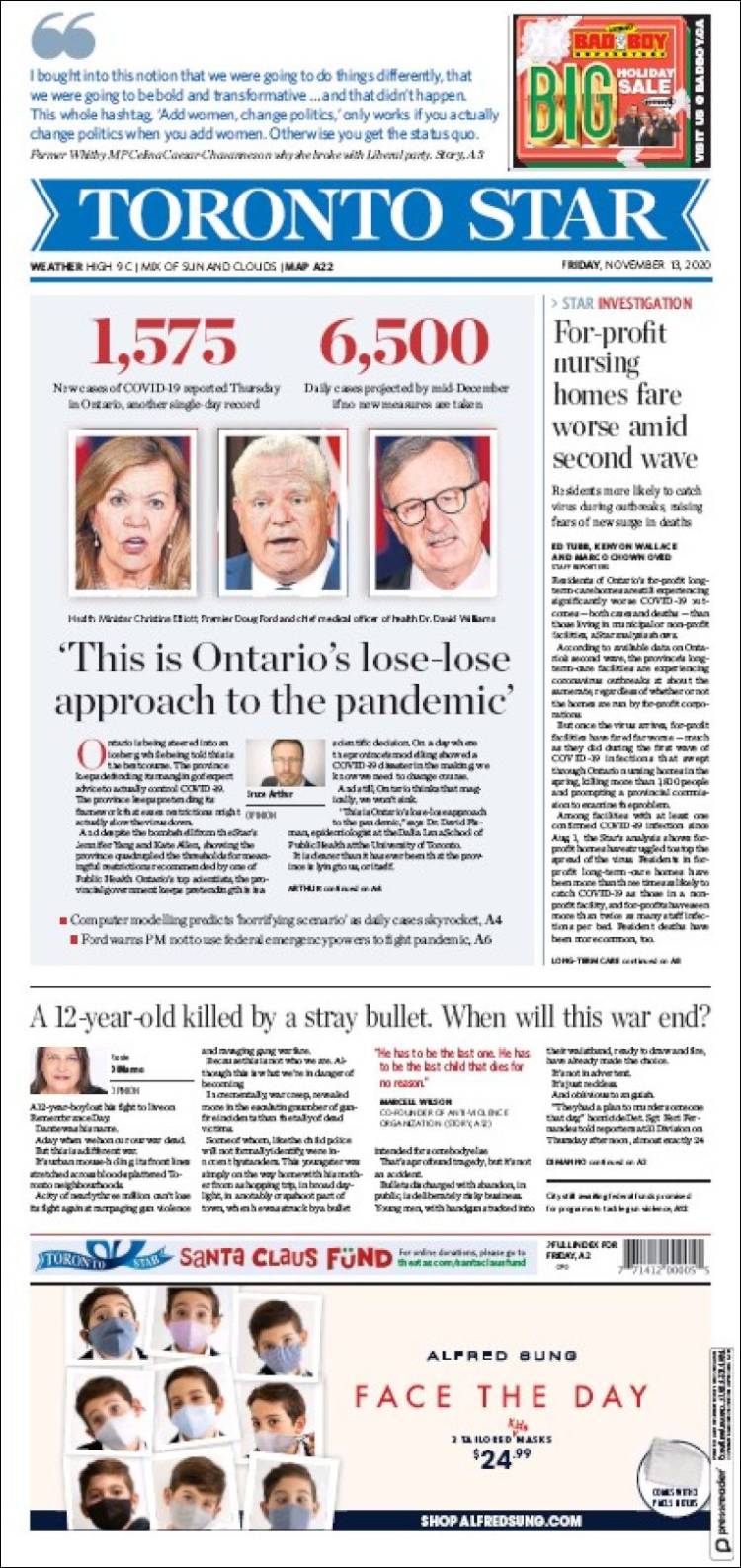 Portada de The Toronto Star (Canadá)