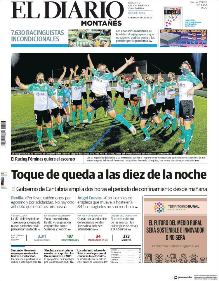 Portada de El Diario Montañés (España)