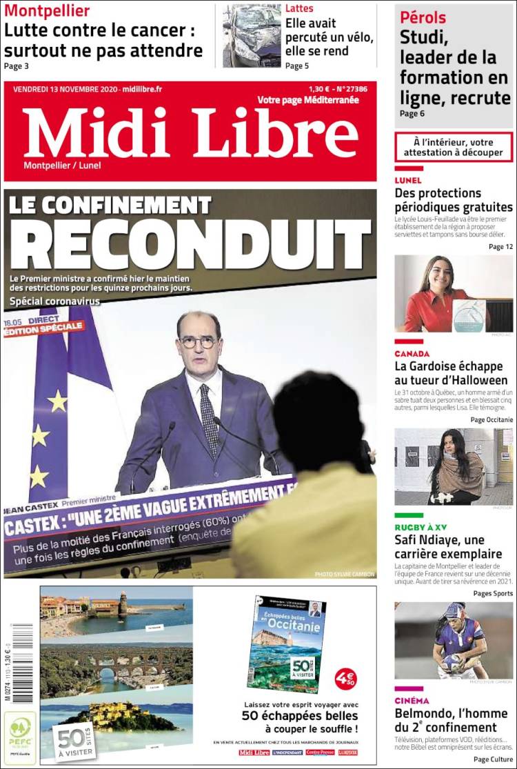 Portada de Midi Libre (Francia)