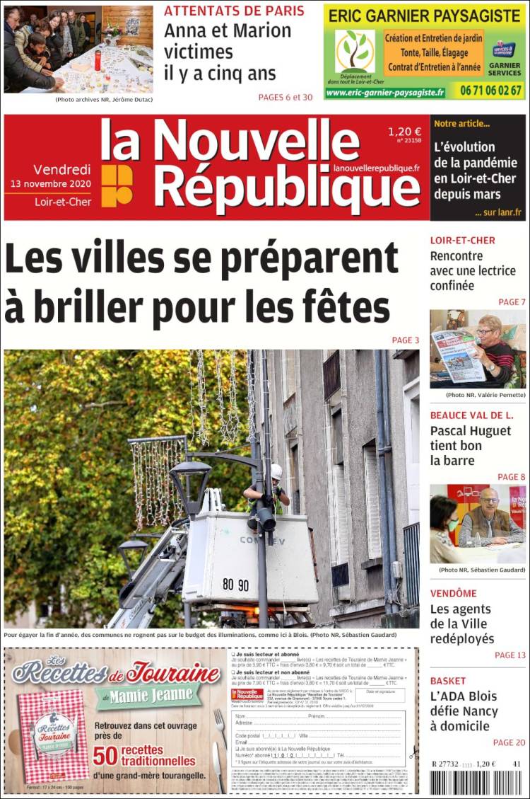 Portada de La Nouvelle Republique (Francia)