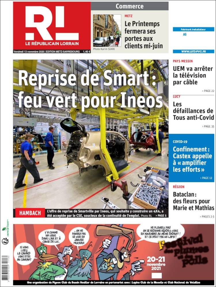 Portada de Le Republicain Lorrain (Francia)