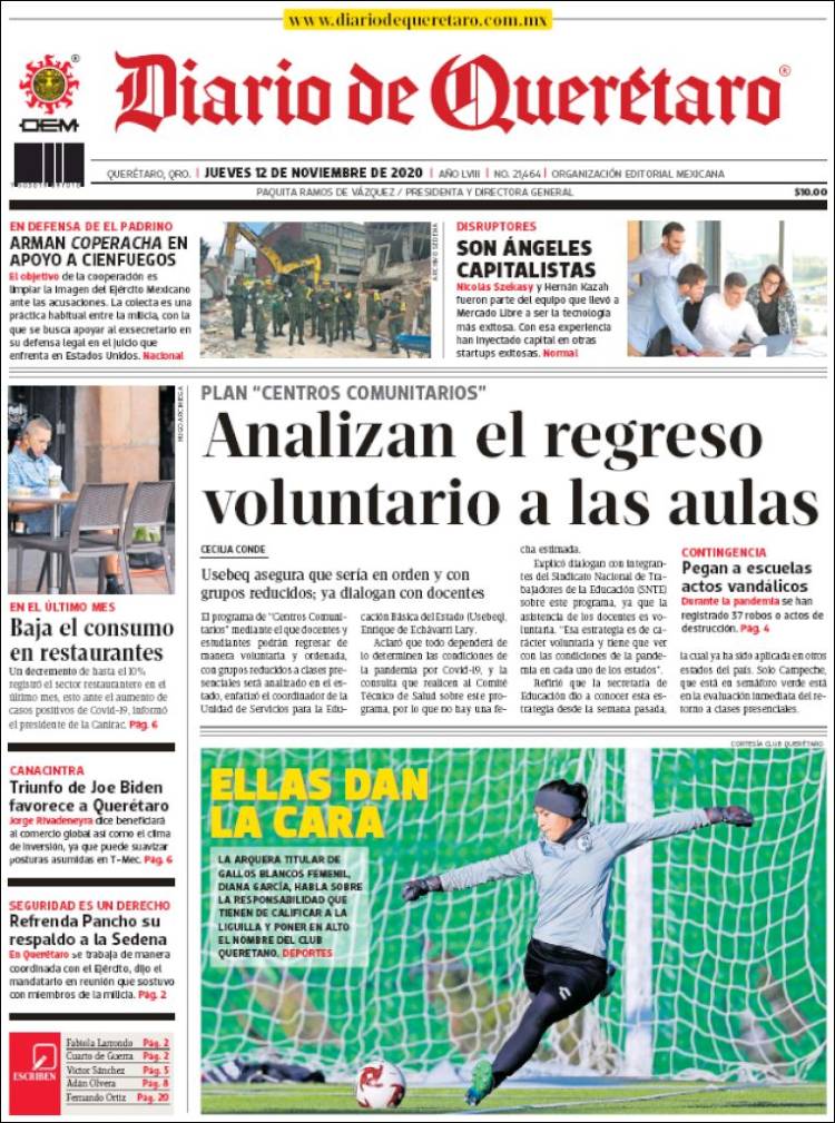 Portada de Diario de Querétaro (México)