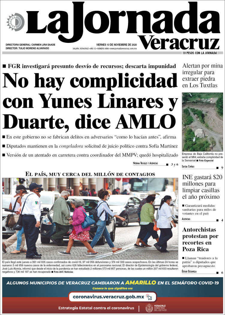 Portada de La Jornada Veracruz (México)