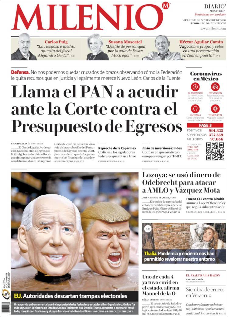 Portada de Milenio de Monterrey (México)