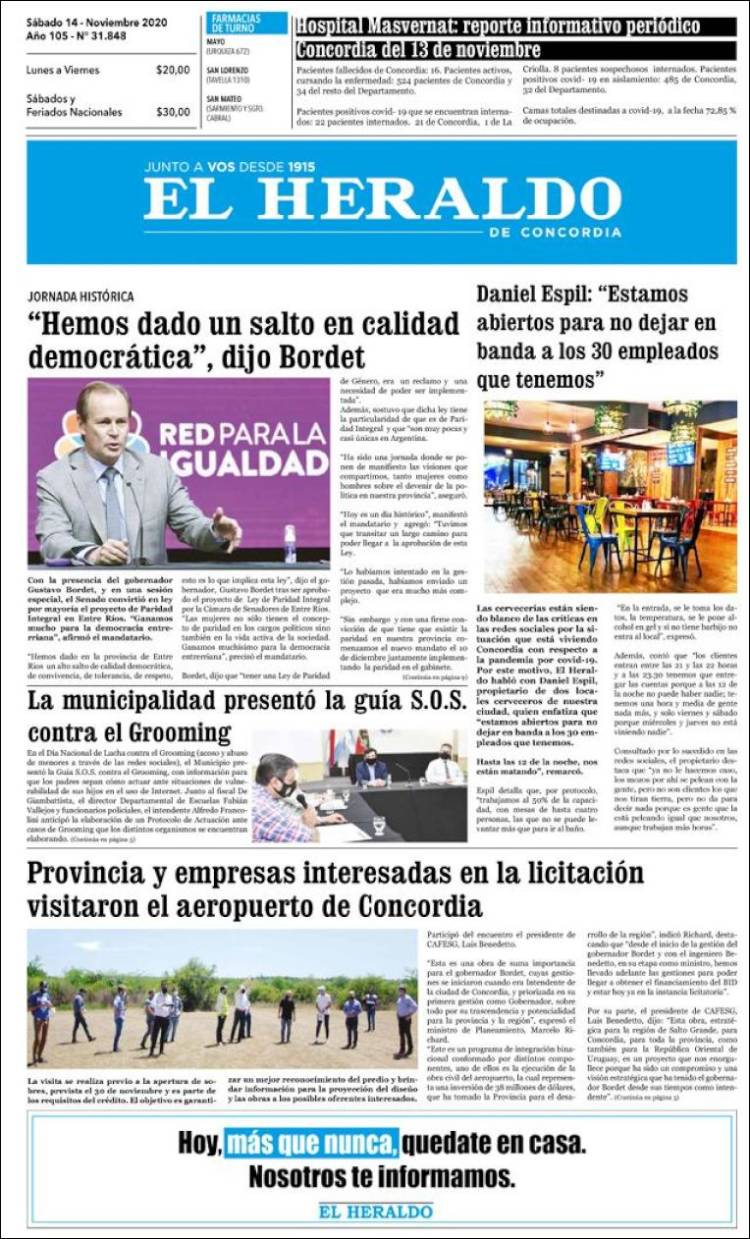 Portada de El Heraldo de Concordia (Argentina)