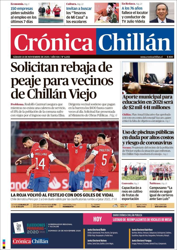 Portada de Crónica Chillán (Chile)