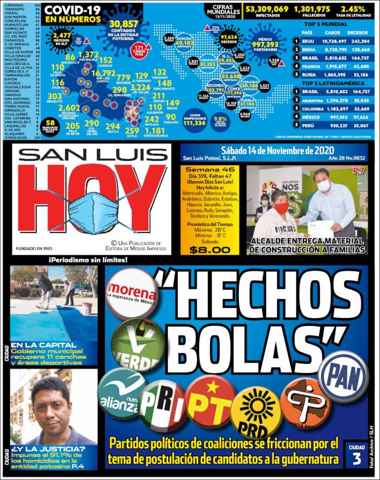 Portada de San Luis Hoy (México)