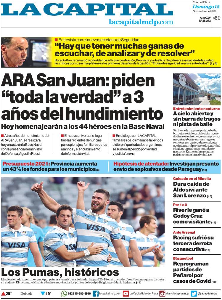 Portada de Diario La Capital - Mar del Plata (Argentina)