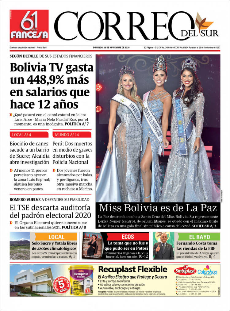 Portada de Correo Sur (Bolivia)