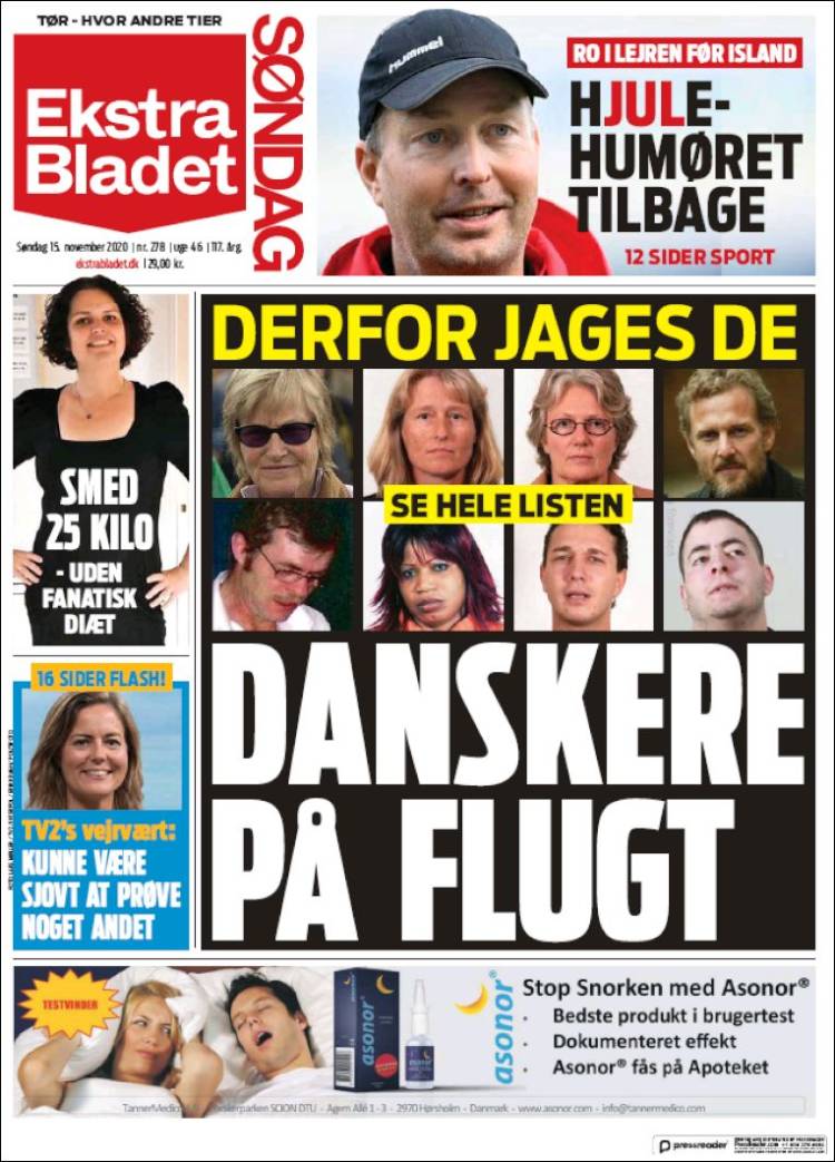 Portada de Ekstra Bladet (Dinamarca)