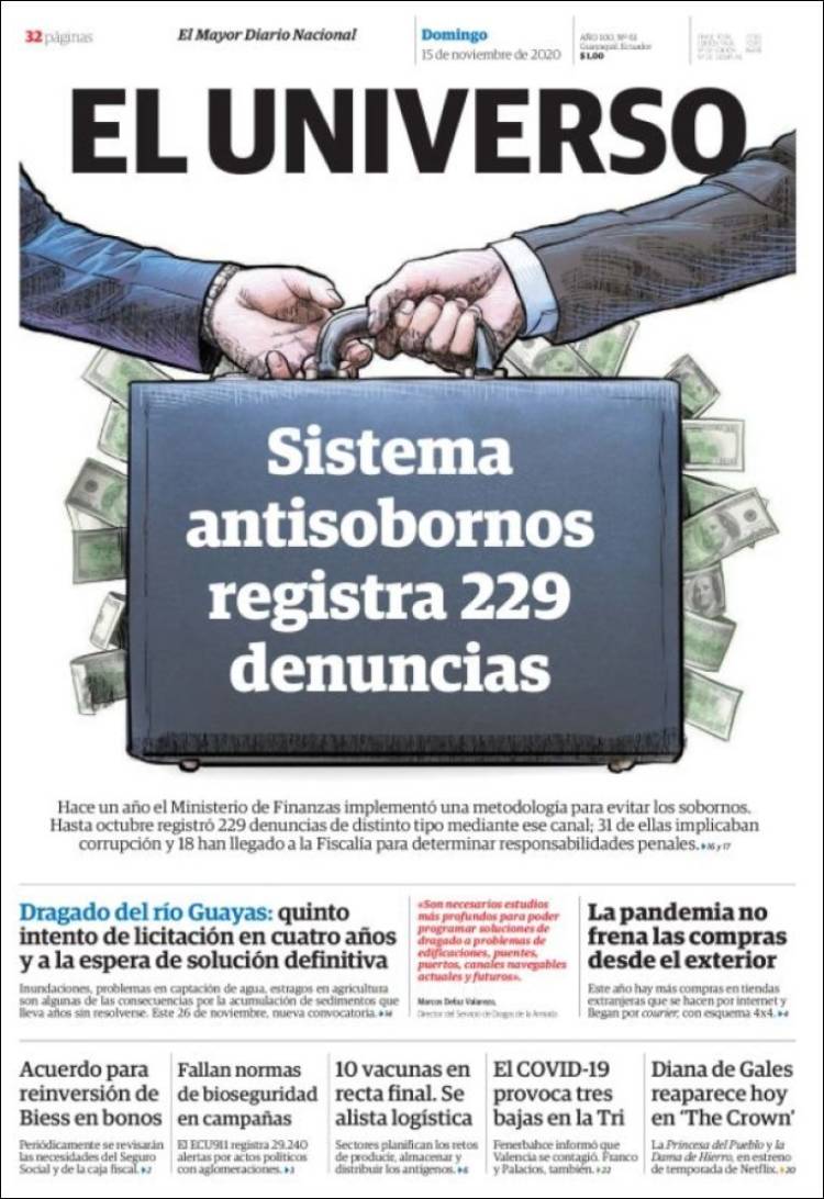 Portada de El Universo - Ecuador (Ecuador)