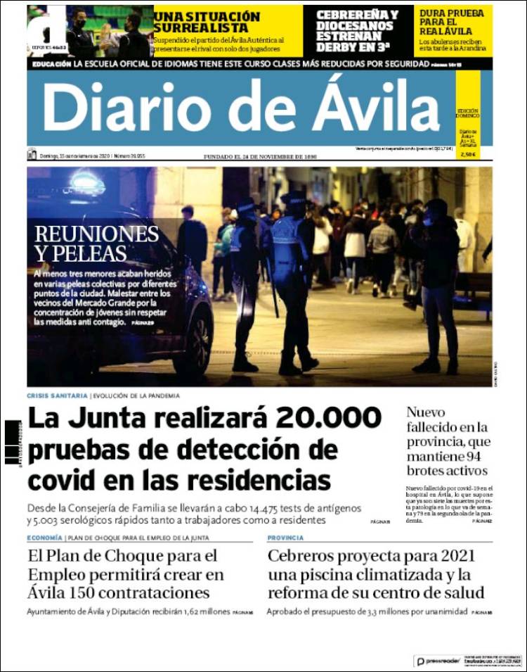 Portada de Diario de Ávila (España)