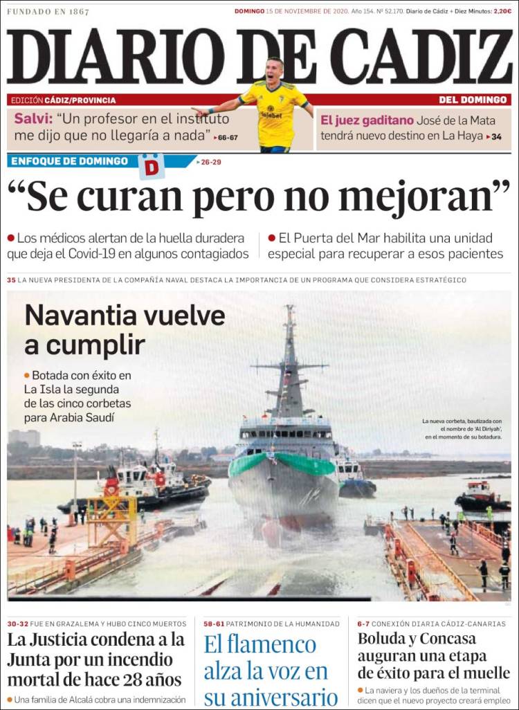 Portada de Diario de Cádiz (España)