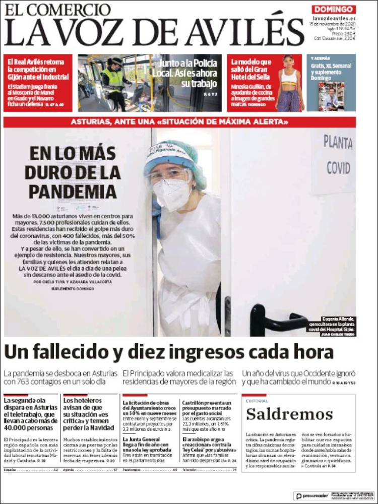 Portada de El Comercio - Avilés (España)