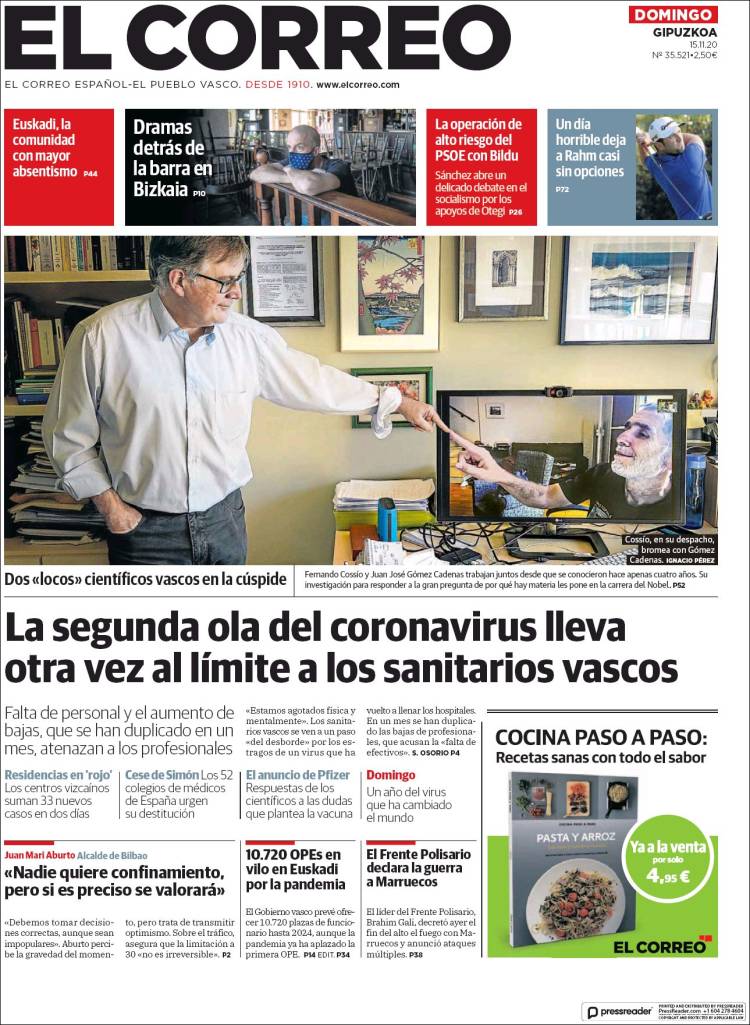 Portada de El Correo - Guipuzcoa (España)