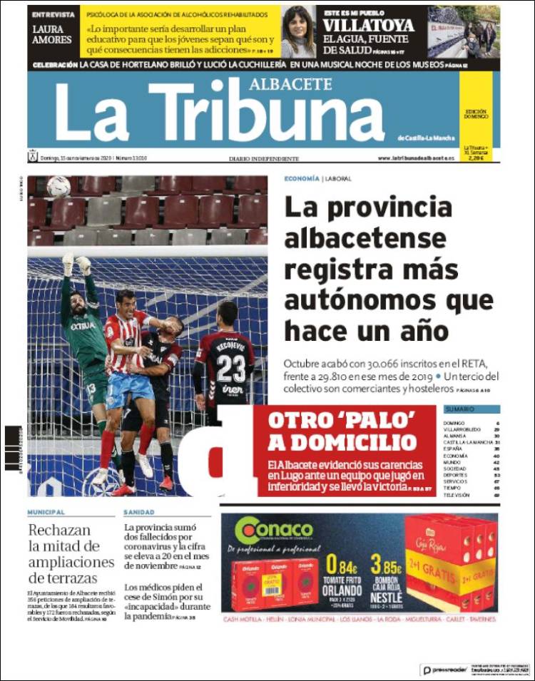 Portada de La Tribuna de Albacete (España)