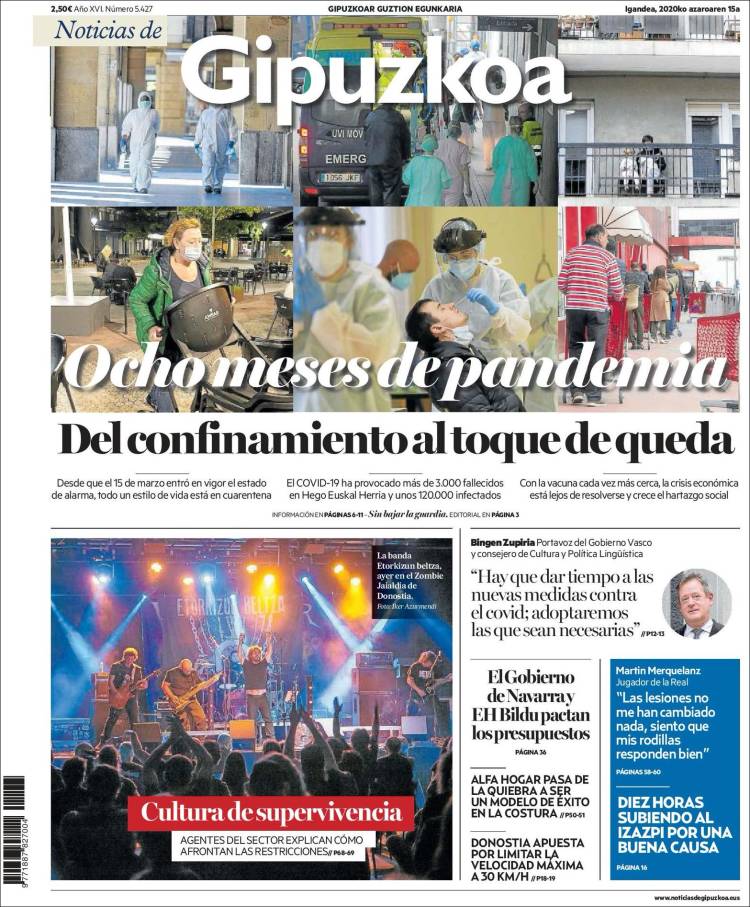 Portada de Noticias de Gipuzkoa (España)