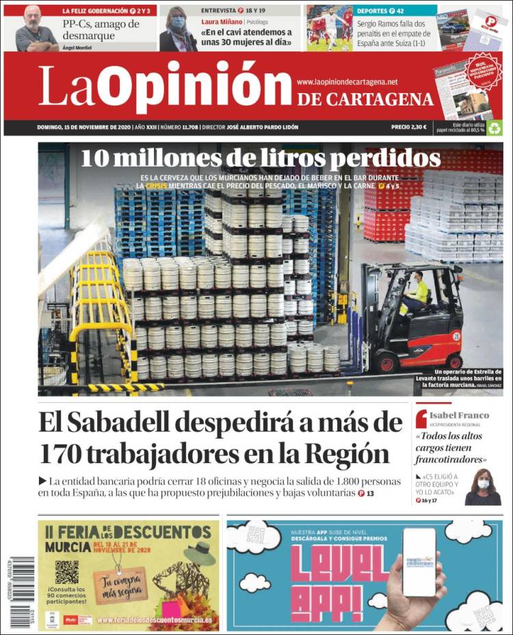 Portada de La Opinión de Murcia (Spain)