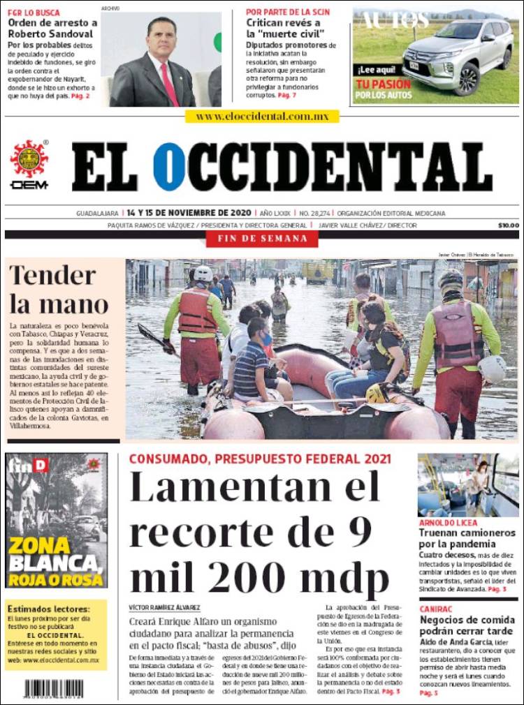 Portada de El Occidental (M&eacute;xico)