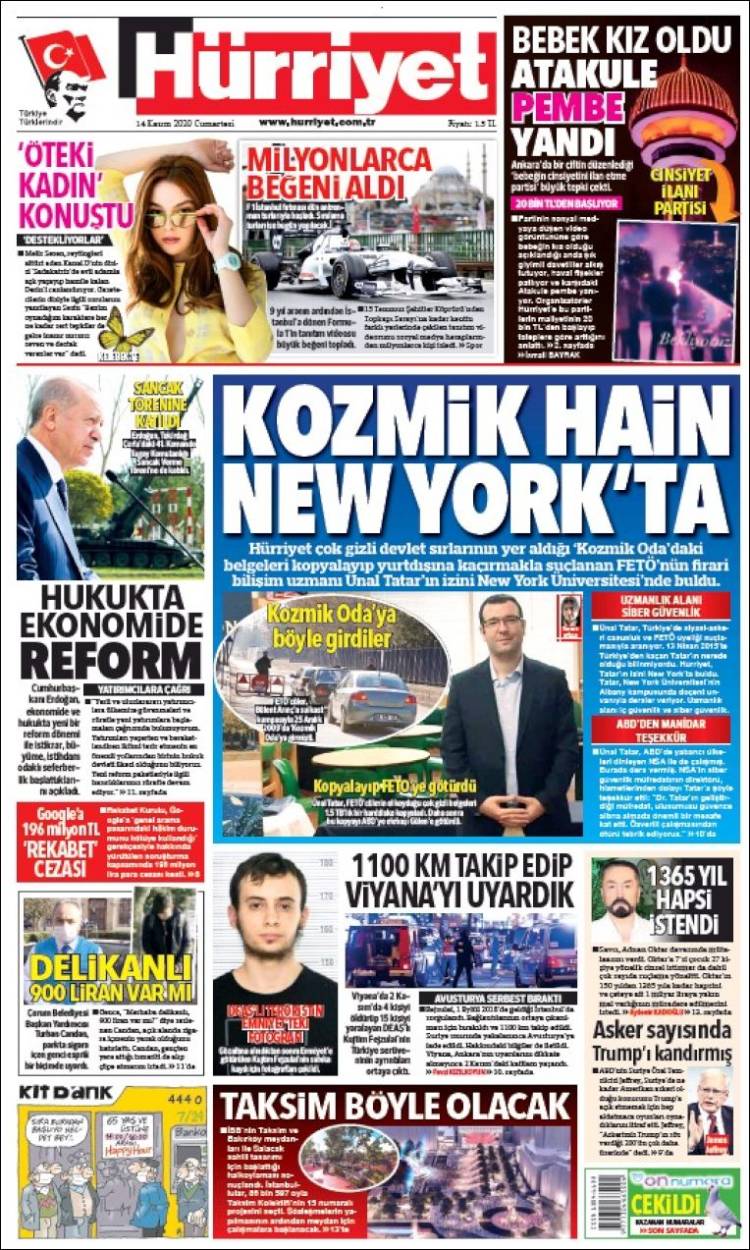 Portada de Hürriyet (Turqu&iacute;a)
